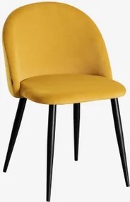 Kana Gestoffeerde Eetkamerstoel En Staal Zwart & Fluwelen Mustard & Fluwelen - Sklum