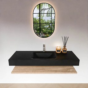 Zaro Alan badmeubel 130cm met planchet washed oak en vrijhangende wastafel cloud midden 1 kraangat urban