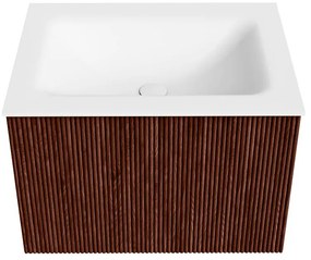 Mondiaz Kurve 60cm badmeubel ruby met 1 lade en wastafel cloud midden 1 kraangat