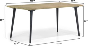 Dining Tuintafel rechthoekig 160 x 90 cm Grijs Julia
