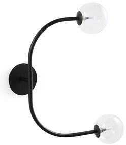 Dubbele wandlamp in metaal en glas, Macha