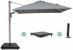Zweefparasol 3x3m S2 Excellent (incl. voet + hoes) Grijs-antraciet Camello Luna