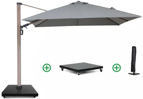 Zweefparasol  3x3m S2 Excellent (incl. voet + hoes) Grijs-antraciet Camello Luna