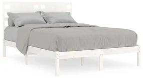 vidaXL Bedframe massief hout wit 120x190 cm 4FT Small Double