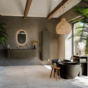 Mondiaz Kurve-dlux 160cm badmeubel ronding links/rechts shadow met 1 lade en 2 deuren en wastafel big medium midden zonder kraangat lava