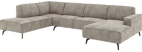 Goossens Hoekbank Hercules grijs, microvezel, 2,5-zits, modern design met ligelement links