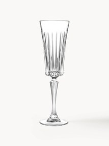 Kristallen champagneglazen Timeless met groefreliëf, 6 stuks