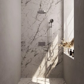 Brauer Stripe inbouw regendouche met 25cm hoofddouche, gebogen muurarm, 3 standen handdouche en glijstang set 35 chroom