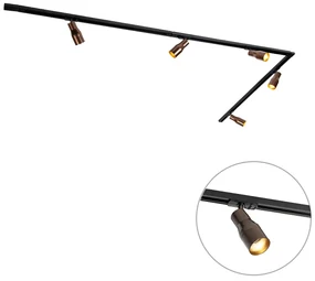 Modern railsysteem met 5 Spot / Opbouwspot / Plafondspots donker brons 1-fase - Iconic Kohua Modern GU10 Binnenverlichting Lamp