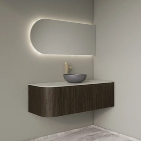 Gliss Design Alluro badmeubel ribbelfront met ronding links 120cm charcoal en wit marmer toppaneel