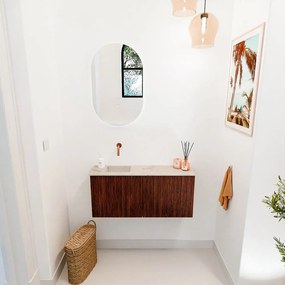 Mondiaz Joya DLux 90cm toiletmeubel ruby met wastafel faye links zonder kraangat frappe