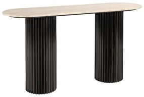 Richmond Interiors Hampton Sidetable Travertin Op Ronde Pilaren - 150 X 46cm.