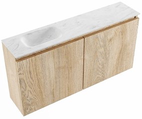 Mondiaz Ture DLux toiletmeubel 100cm washed oak met wastafel opalo links zonder kraangat