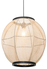Oosterse hanglamp bruin stof 46 cm - RobOosters E27 ovaal Binnenverlichting Lamp