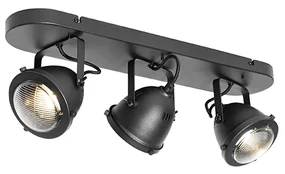 Industriële Spot / Opbouwspot / Plafondspot zwart langwerpig verstelbaar 3-lichts - Emado Industriele / Industrie / Industrial GU10 Binnenverlichting Lamp