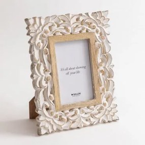 Lixeni Mangohouten Fotolijst Vintage Wit Hout - Sklum