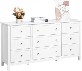 VEVOR ladekast met 9 laden, houten ladekast met schuif- en kantelbeveiliging, minimalistische retro ladekast tv-standaard, organizer voor woonkamer, slaapkamer en entree (wit)