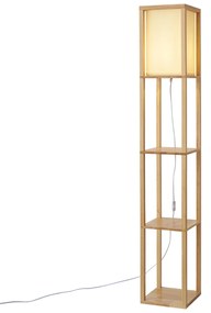 Moderne vloerlamp hout met beige kap - Stojan