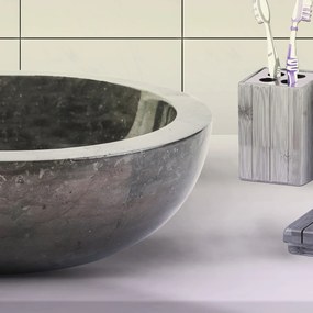 Sanigoods Ellie waskom rond gepolijst 35x12cm zwart marmer