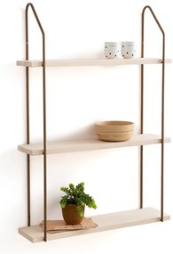 Driedubbel wandrek, grenen en metaal L65 cm, Vinto