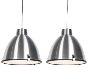 Set van 2 hanglampen aluminium 38 cm dimbaar - Anteros