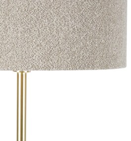 Vloerlamp messing met boucle kap taupe 50 cm - Simplo Design, Modern E27 rond Binnenverlichting Lamp