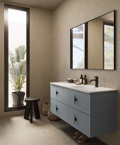 Muebles Avila badmeubel ribbelfront 120cm baby blauw met wastafel rechts met kraangat