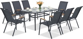 Modena/Bitonto grijs metalen tuinset voor 8 personen met Garden Point vierkante tafel