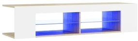 vidaXL Tv-meubel met LED-verlichting 135x39x30cm wit sonoma eikenkleur