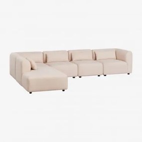 Fogler 5-delige Modulaire Bank Met Chaise Longue Links Chenille Crème Beige - Sklum