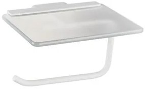 Eastbrook Asti messing toiletrolhouder met glazen planchet wit mat