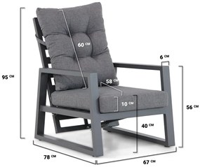 Stoel en Bank Loungeset Aluminium Grijs 4 personen Lifestyle Garden Furniture Batala