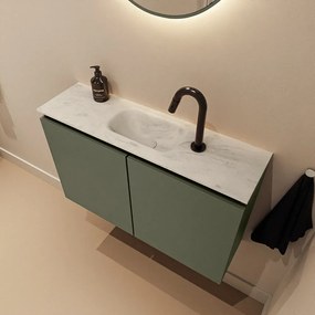 Mondiaz Ture DLux toiletmeubel 80cm army met wastafel opalo midden met kraangat