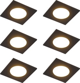Set van 6 moderne inbouwspots zwart incl. LED 3-staps dimbaar IP65 - Simply