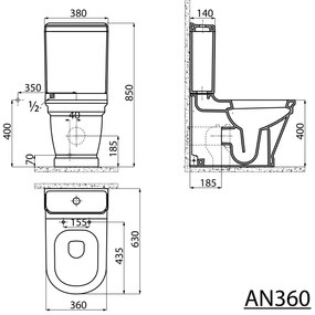 Sapho Antik duoblok toilet keramiek wit