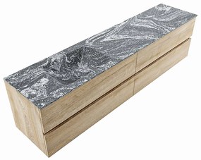 Mondiaz Vica DLux badmeubel 200cm washed oak 4 lades met wastafel lava links zonder kraangat