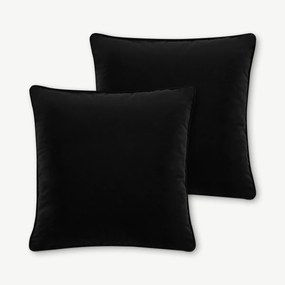 Julius set van 2 kussens van fluweel, 59 x 59cm, diepzwart