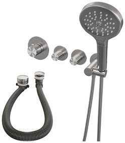 Brauer Stripe inbouw badkraan met badvulcombinatie en 3 standen handdouche RVS geborsteld PVD