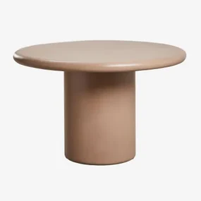 Ronde Tuintafel In Cement Namara Licht Kameelbruin & Ø120 Cm - Sklum