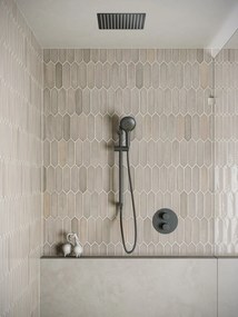 Saniclear Cube inbouw regendouche rond met inbouw douchekop 30x30cm, glijstang en 2 standen handdouche zwart mat