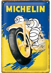 Metalen wandbord Michelin - Motorcycle Bibendum, (30 x 20 cm)