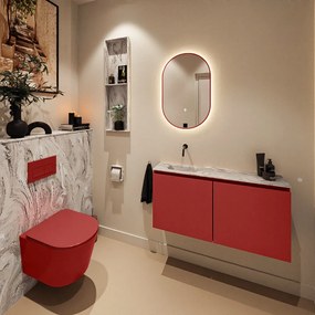 Mondiaz Ture DLux toiletmeubel 100cm fire met wastafel glace links zonder kraangat