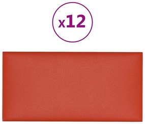 vidaXL Wandpanelen 12 st 2,16 m² 60x30 cm kunstleer rood