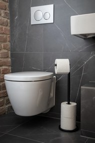Wenko staande toiletrolhouder 2-in-1 mat zwart