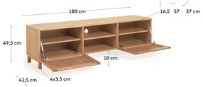 Kave Home Beyla Tv-meubel Met Latjes Eiken Hout - 180x42.5x49.5cm.