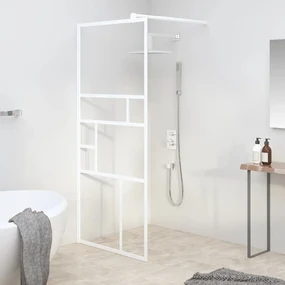 vidaXL Inloopdouchewand 90x195 cm ESG-glas wit