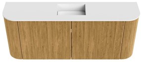 Mondiaz Joya 105cm toiletmeubel ronding links/rechts oak met wastafel faye midden 1 kraangat talc