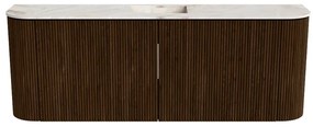 Mondiaz Joya DLux 115cm toiletmeubel ronding links/rechts walnut met wastafel faye midden 1 kraangat frappe