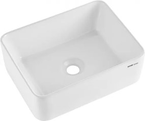 VEVOR Rechthoekige wastafel, 406 x 305 x 133 mm, wastafel boven het aanrecht, moderne keramische wastafel, voor toiletten, hotels, restaurants, helder wit