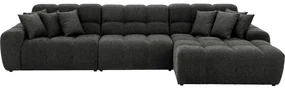 Goossens Excellent Bank Kubus - 30 X 30 Cm Stiksel zwart, stof, 1,5-zits, modern design met chaise longue rechts
